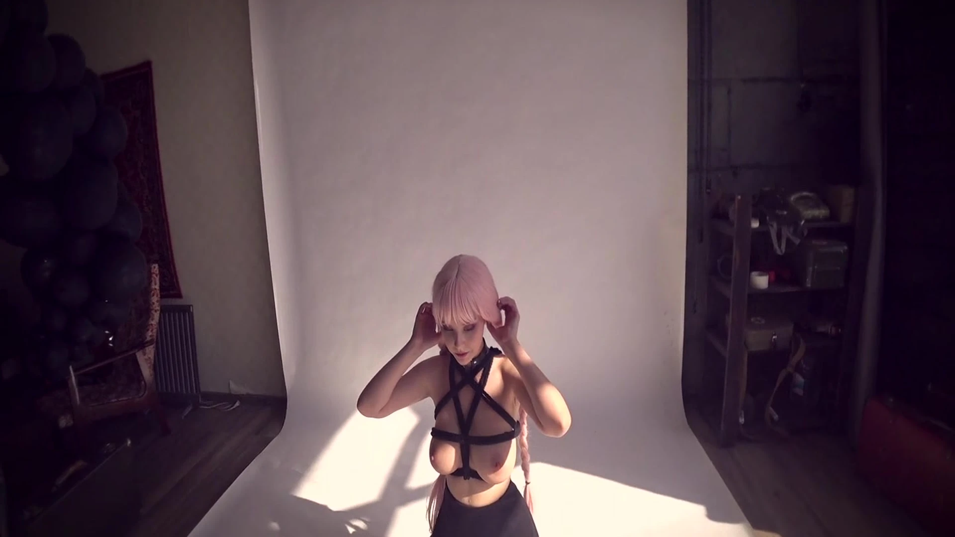 Helly Valentine teasing her naked tits on photoshoot